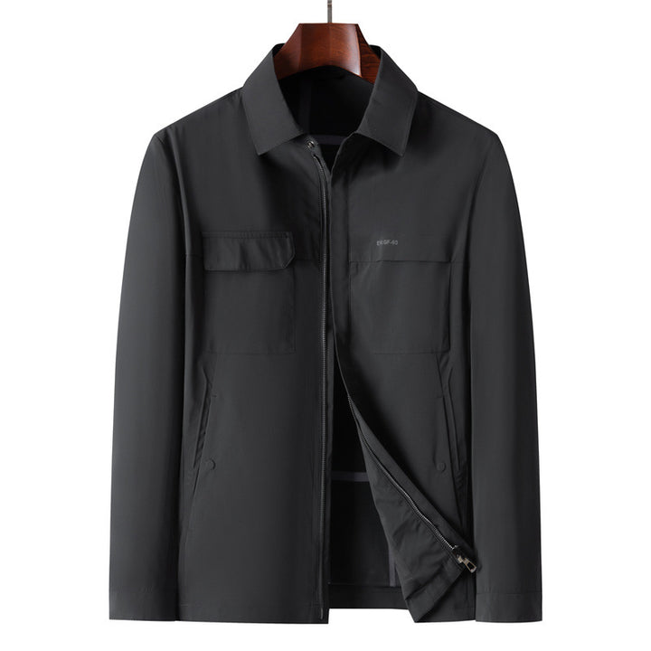 Herren Leichte Wasserabweisende Zip-Übergangsjacke mit Hemdkragen und Brusttaschen Echo Archiv