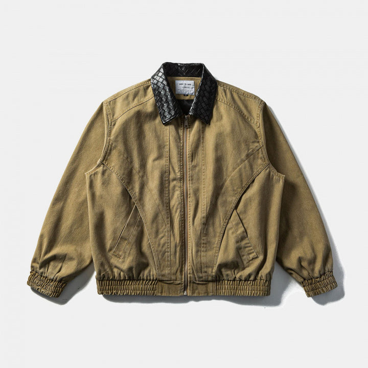 Herren Kastige Denim-Blousonjacke mit gesteppter Lederkragen und Elastikbund Echo Archiv