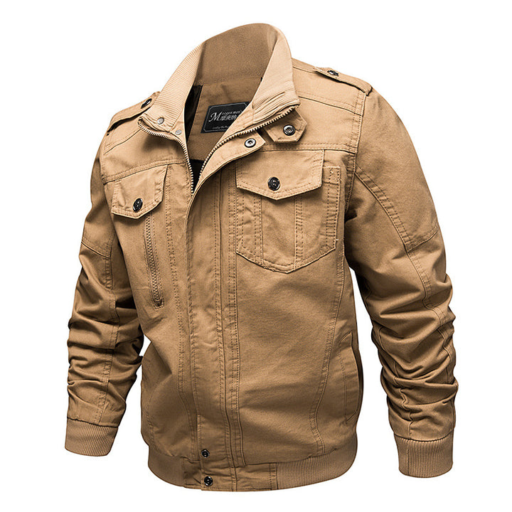 Herren nan verstärkte Canvas-Fliegerjacke mit Schulterklappen, Klappbrusttaschen und elastischem Bund Echo Archiv