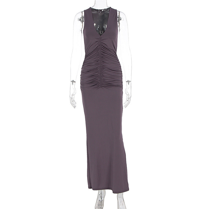 Damen figurbetontes Maxikleid mit raffiniertem Rüschendetail Echo Archiv