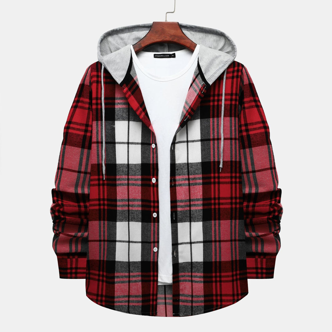 Herren Karohemdjacke mit integrierter Kapuze und modischem Design Echoarchiv