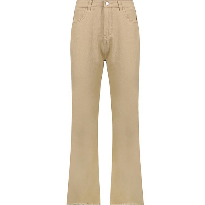 Damen nan hochgeschnittene Weitbein-Hose aus Baumwollmix mit verlängertem Bein und Fünf-Taschen-Design Echo Archiv