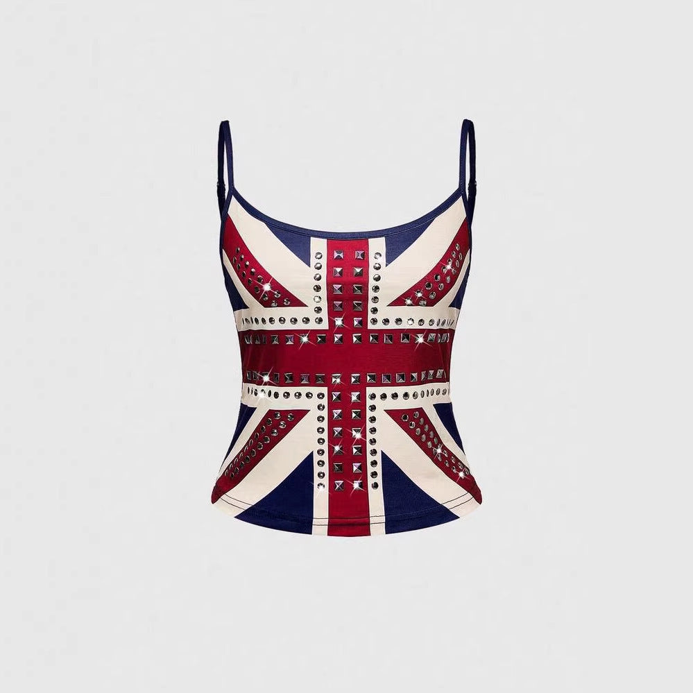 Damen Tanktop mit stilvollem Union Jack Design und Nieten Echo Archiv