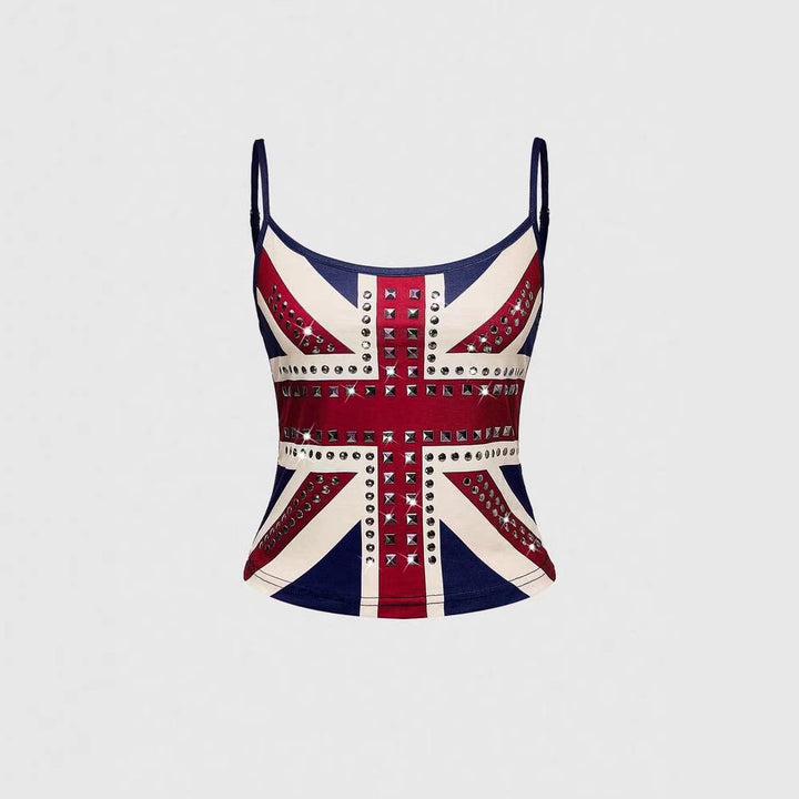 Damen Tanktop mit stilvollem Union Jack Design und Nieten Echo Archiv