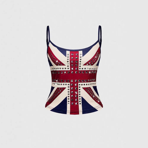 Damen Tanktop mit stilvollem Union Jack Design und Nieten Echo Archiv