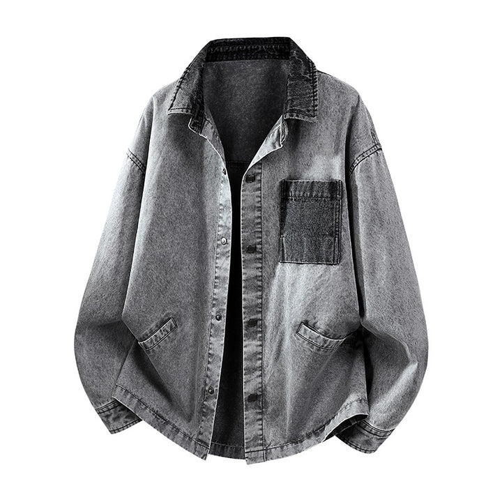 Herren Locker geschnittene Denim-Hemdjacke mit Kastenform und Eingrifftaschen Echo Archiv