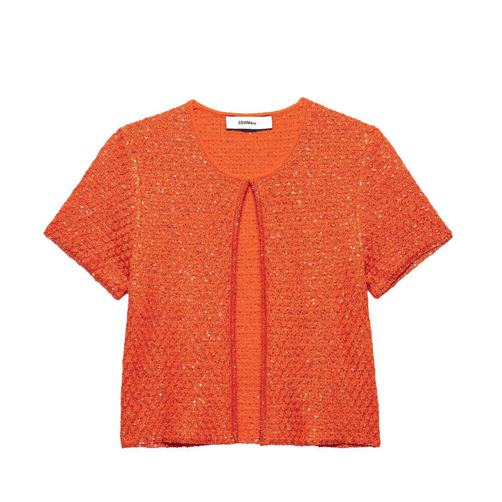 Damen Kurzärmelige Bouclé Strickjacke mit offenem Frontschlitz Echo Archiv