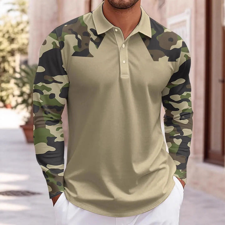 Herren Polo-Shirt mit Camouflage-Ärmeln Echoarchiv