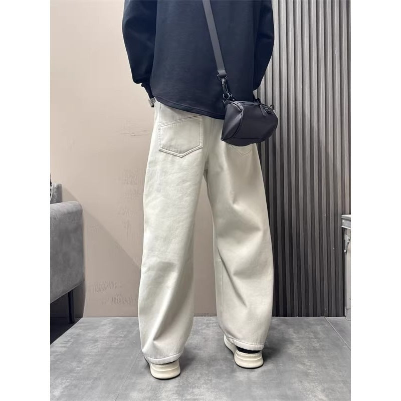 Herren Weite Cargo-Hose im Baggy-Stil mit Knieverstärkung und aufgesetzten Taschen – Bravaro