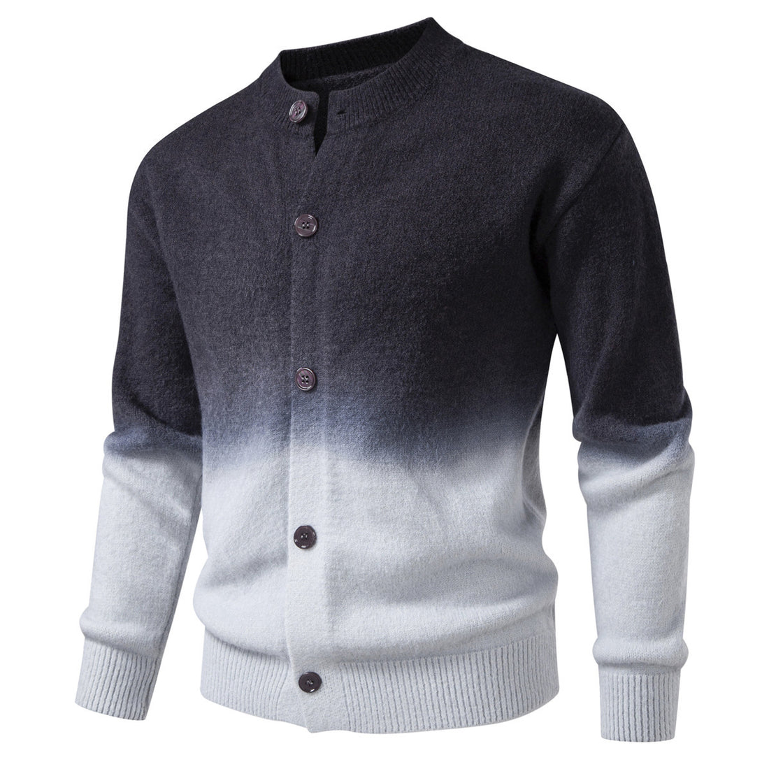 Herren Feiner Button-Cardigan mit Ombre-Farbverlauf und Stehkragen Echo Archiv