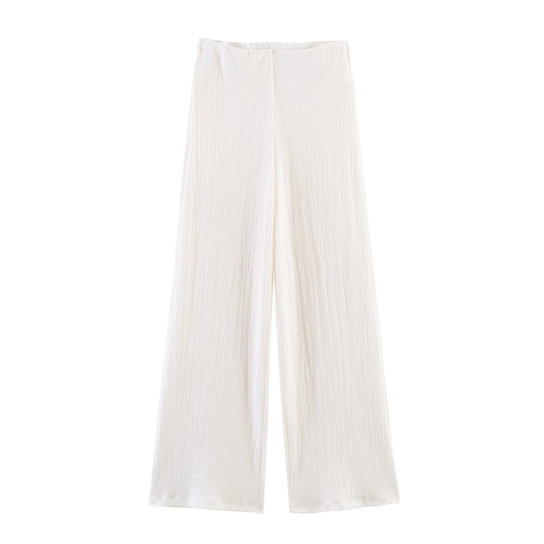Damen Zweiteiliges Feinstrick-Set mit Kurzarm-Polokragen-Top und High‑Waist Weitbein‑Hose Echo Archiv