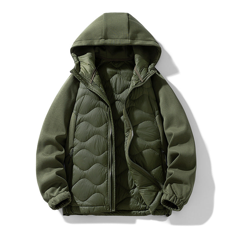 Herren Gefütterte Hybrid-Steppjacke mit Kapuze und Fleeceärmeln Echo Archiv