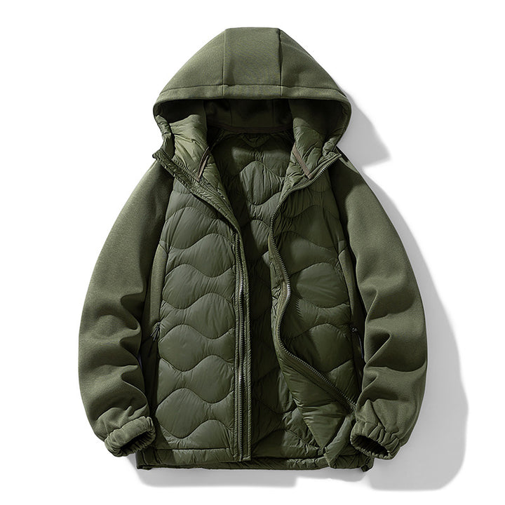Herren Gefütterte Hybrid-Steppjacke mit Kapuze und Fleeceärmeln Echo Archiv