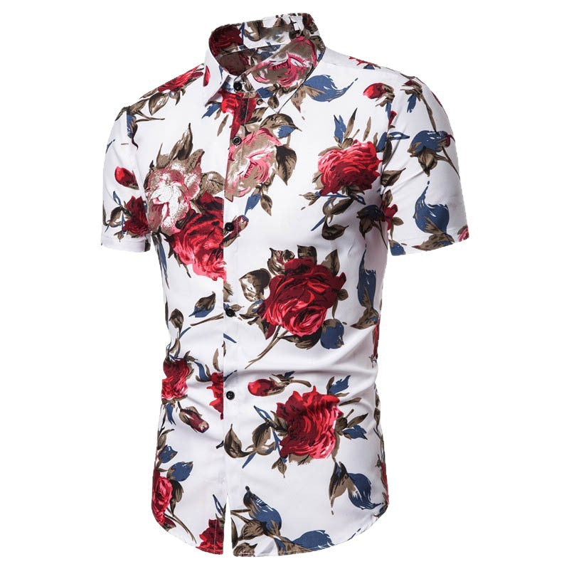 Herren Kurzarmhemd mit floralem Druck und exklusivem Design Echoarchiv