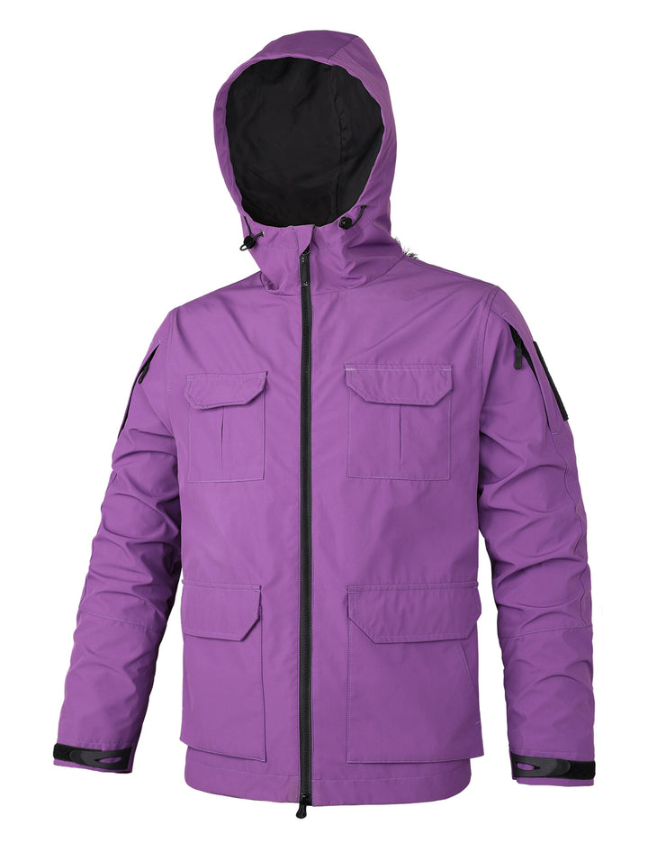 Herren  Kapuzen wasserabweisende Feldjacke mit mehreren Taschen mit Klappe und verstellbarem Zugkordel Echo Archiv