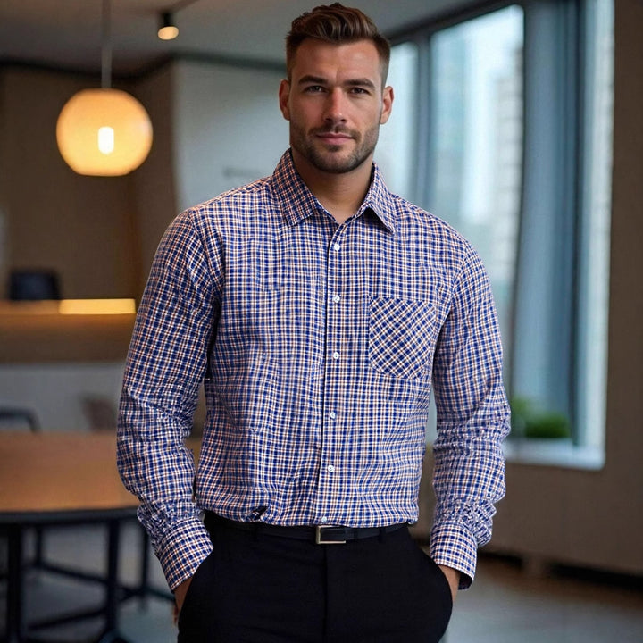 Herren kariertes Businesshemd im Slim Fit Schnitt Echoarchiv