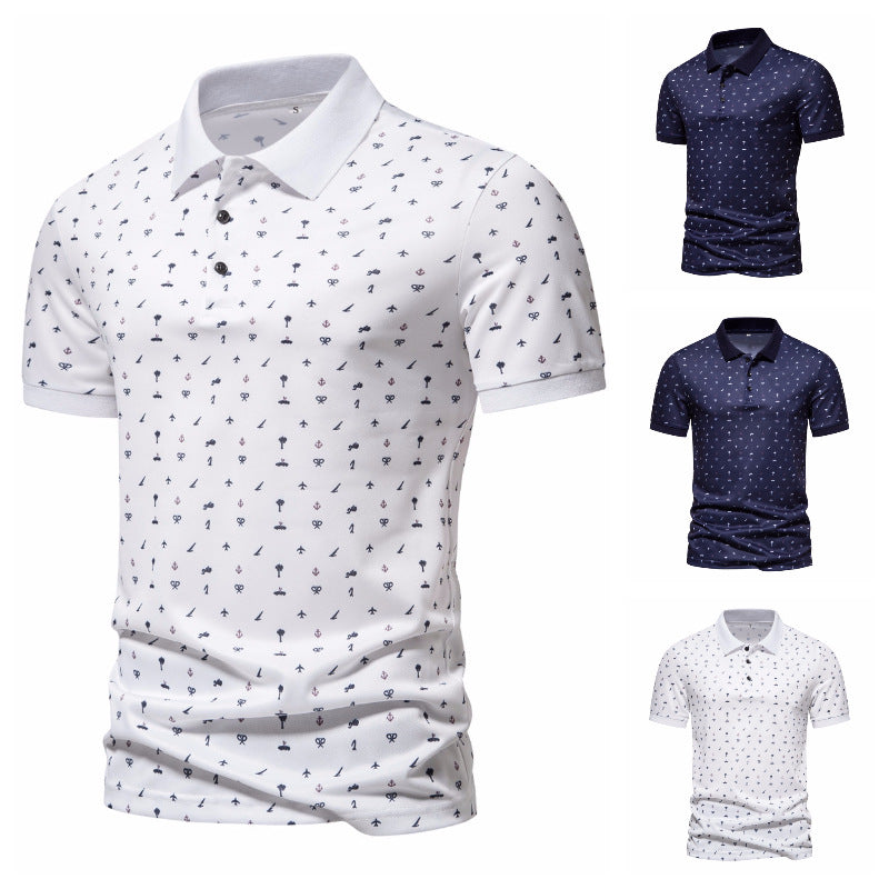 Herren Polohemd mit stilvollem Allover-Muster Echoarchiv