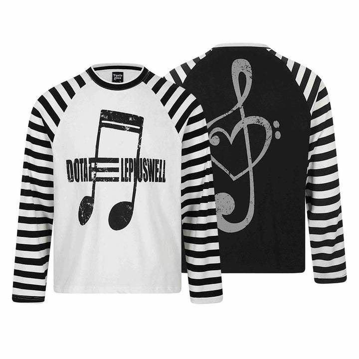 Unisex Langärmliges Raglan-Longsleeve mit Musik‑Print und gestreiften Ärmeln Echoarchiv