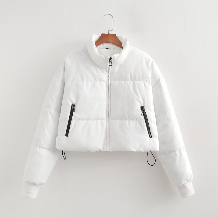 Damen nan cropped Steppjacke mit hohem Kragen, elastischen Bündchen und verdecktem Kordelzug Echo Archiv