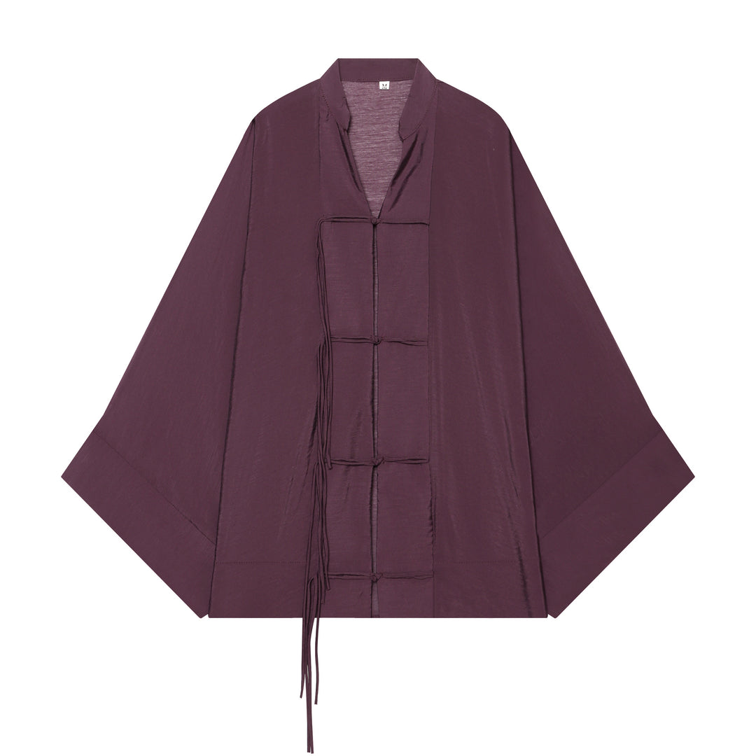 Damen Kimono-Capejacke mit Chinaknopfverschluss und langen Quasten Echo Archiv
