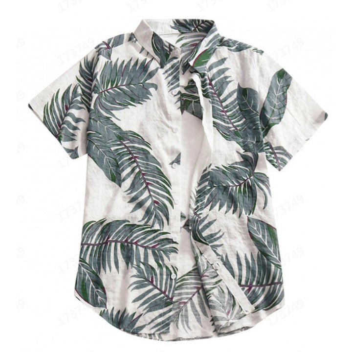 Herren Tropical Leaf Print Freizeitshirt Echoarchiv