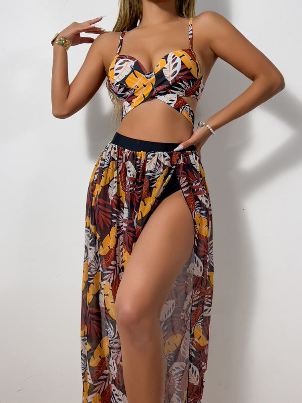 Damen Zweiteiler Bademode mit hohem Beinausschnitt und floralem Design Echo Archiv