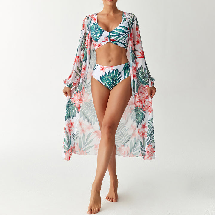 Damen Transparentes Strandkleid mit floralem Muster Echo Archiv