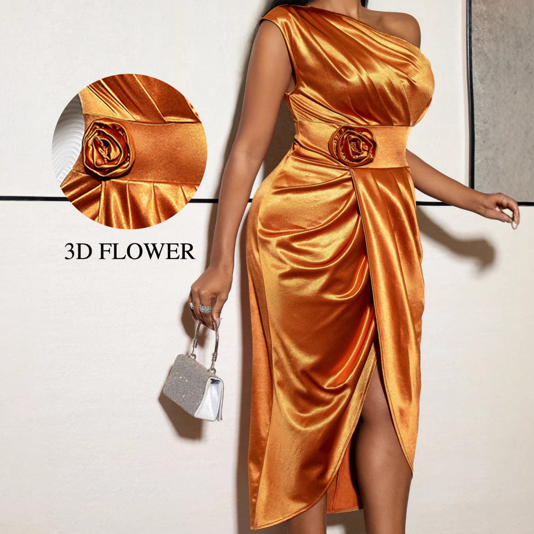 Damen Elegantes Wickelkleid mit 3D-Blütenapplikation Echo Archiv