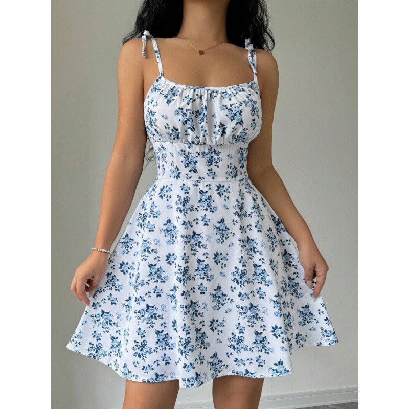Damen Sommerliches Blümchenkleid mit verstellbaren Spaghettiträgern Echo Archiv