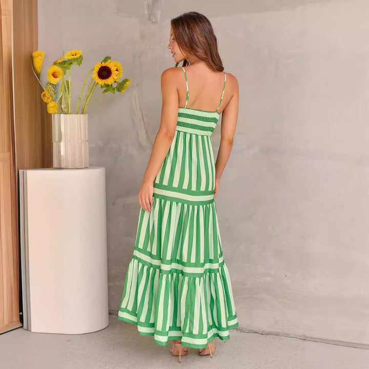 Damen Maxikleid mit schmalen Trägern und gestreiftem Design Echo Archiv
