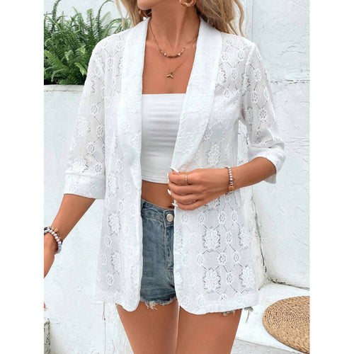 Damen Spitzenjacke im lässigen Boho-Stil mit floralem Design und 3/4-Ärmeln Echo Archiv