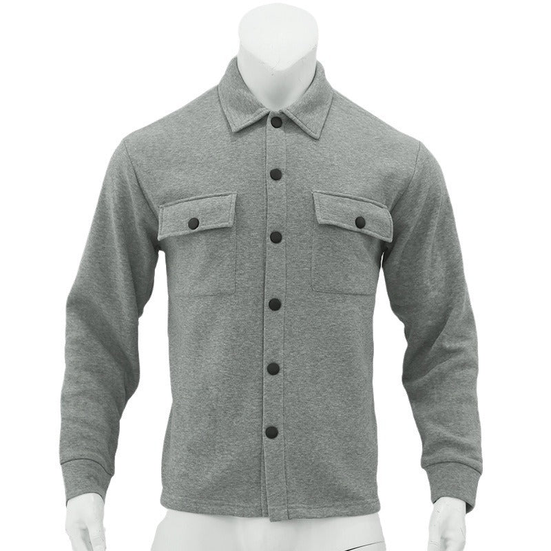 Herren nan utility Shacket mit Druckknopf-Verschluss, aufgesetzten Brusttaschen und gerippten Bündchen Echo Archiv