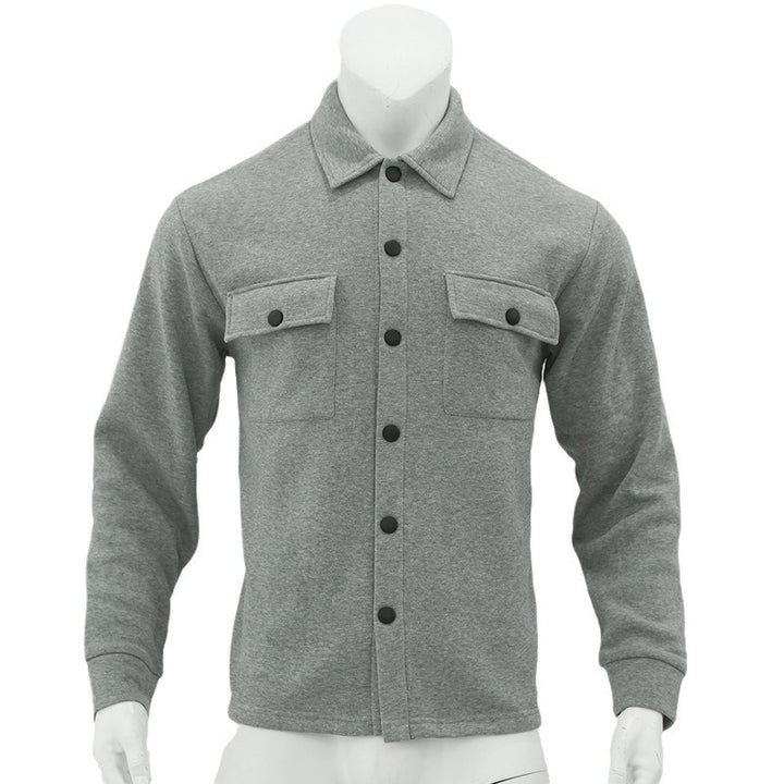 Herren nan utility Shacket mit Druckknopf-Verschluss, aufgesetzten Brusttaschen und gerippten Bündchen Echo Archiv