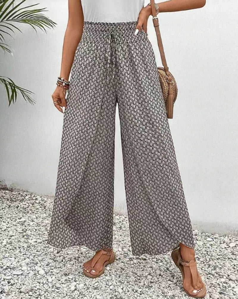 Damen nan weite Sommerhose mit gesmoktem Gummibund und Palazzo-Silhouette Echo Archiv