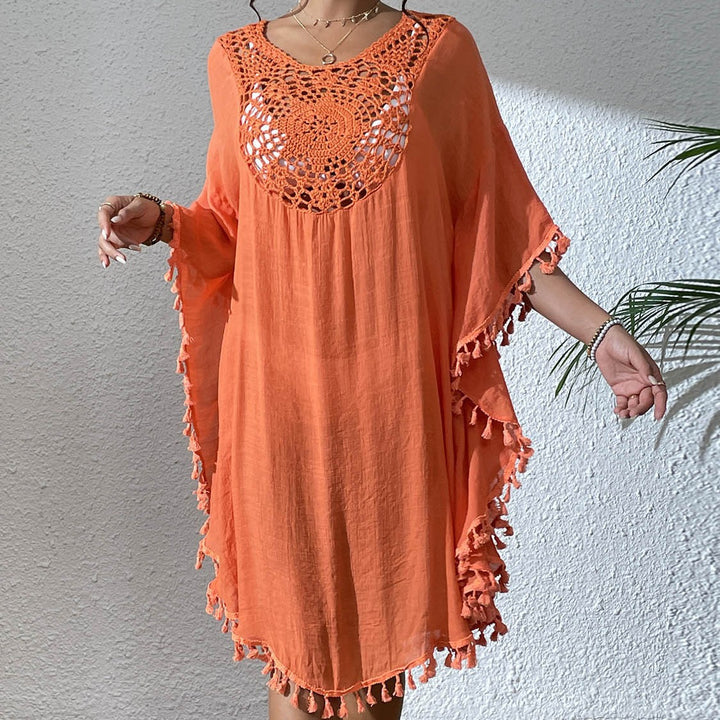 Damen Strandtunika mit elegantem Häkelmuster und fransigen Details Echo Archiv