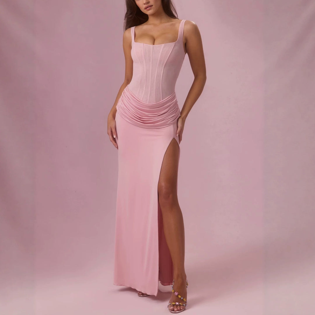 Damen Charmantes Maxikleid mit strukturierter Corsage und hohem Schlitz Echo Archiv