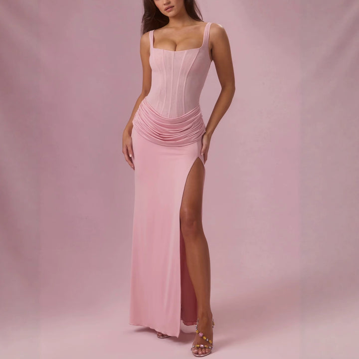 Damen Charmantes Maxikleid mit strukturierter Corsage und hohem Schlitz Echo Archiv