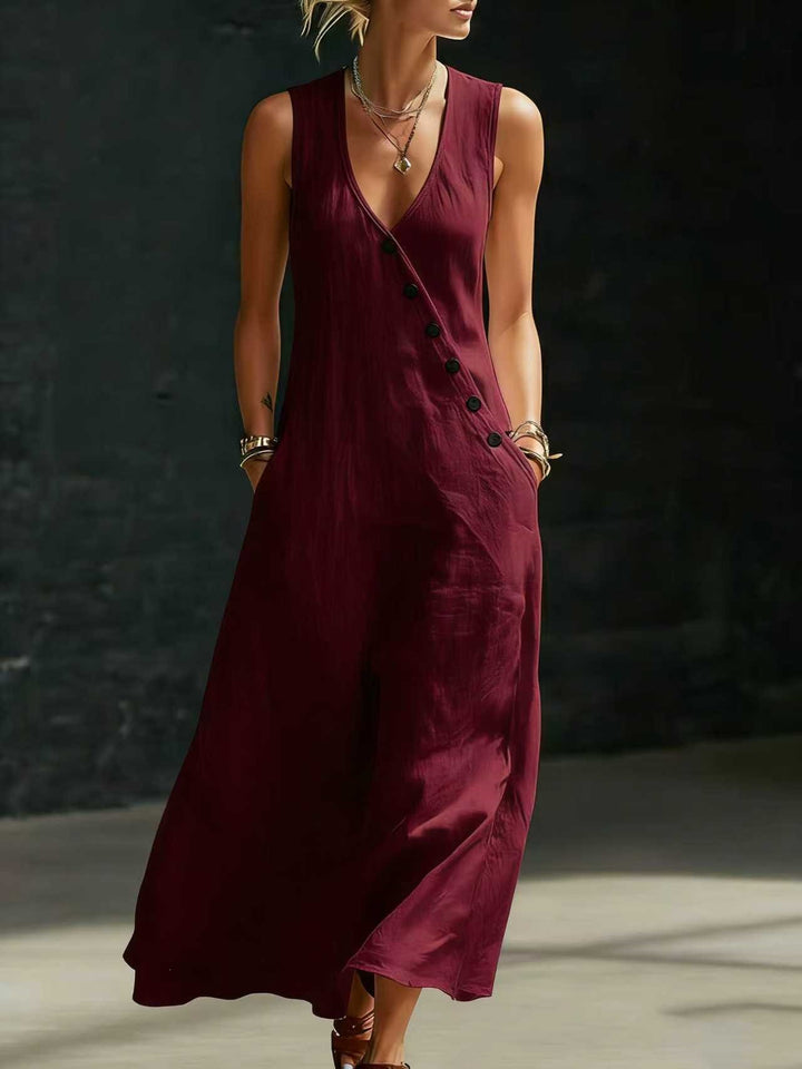 Damen Langarmkleid mit seitlichem Schlitz und Knopfdetails Echo Archiv
