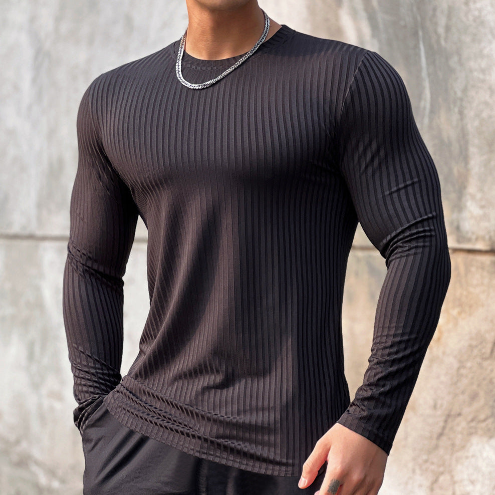 Herren Langarmshirt mit strukturiertem Rippenmuster und sportlicher Passform Echoarchiv