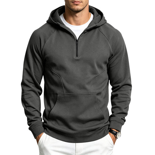 Herren Kapuzenpullover mit halbem Reißverschluss und sportlichem, schlankem Schnitt Echoarchiv