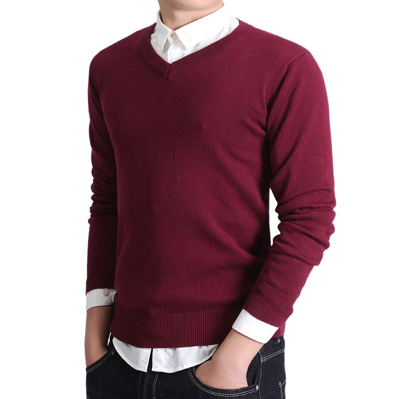 Herren modischer V-Ausschnitt Pullover aus weicher Baumwolle Echoarchiv