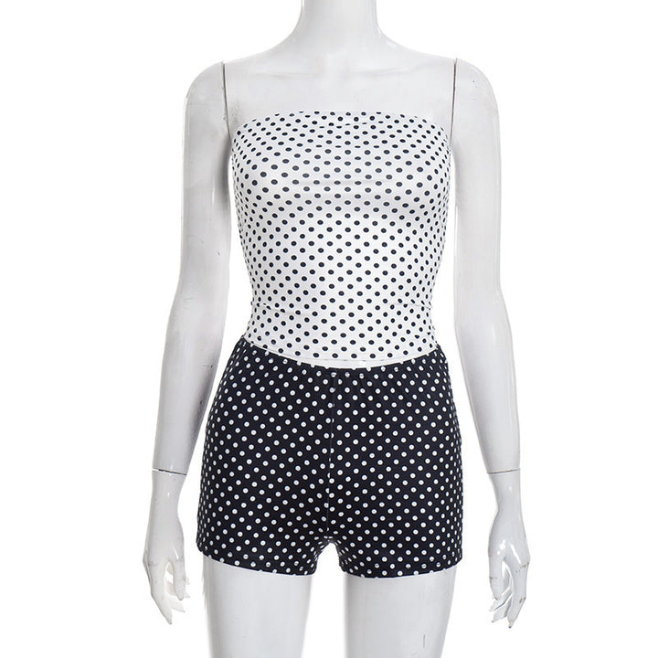 Damen Bandeau-Badeanzug mit gepunktetem Design und hohem Dekolleté Echo Archiv