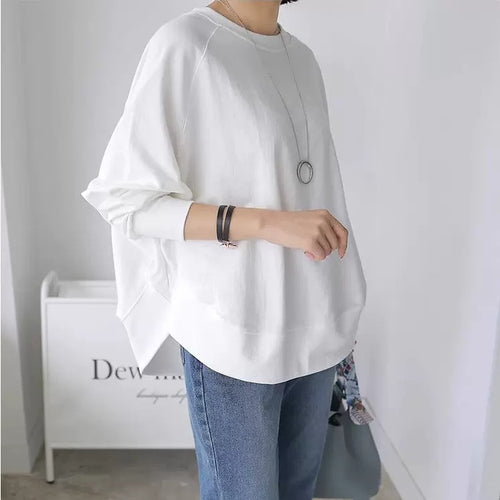 Damen Oversize-Sweatshirt mit Raglanärmeln, abgerundetem Saum und Seitenschlitzen Echoarchiv