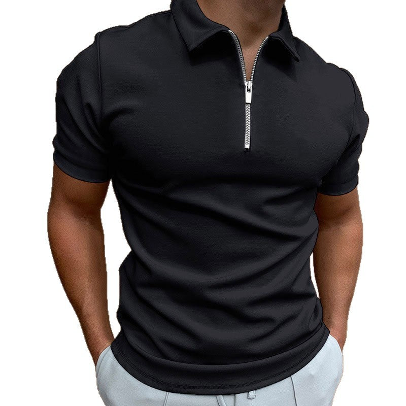 Herren Polohemd mit modernem Reißverschluss und stylischem Kurzarm Echoarchiv
