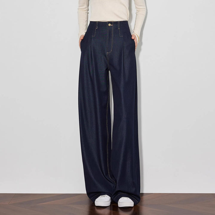 Damen Elegante Hohe Taillierte Wide-Leg Jeans Echoarchiv