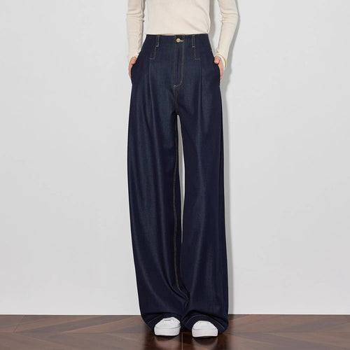 Damen Elegante Hohe Taillierte Wide-Leg Jeans Echoarchiv