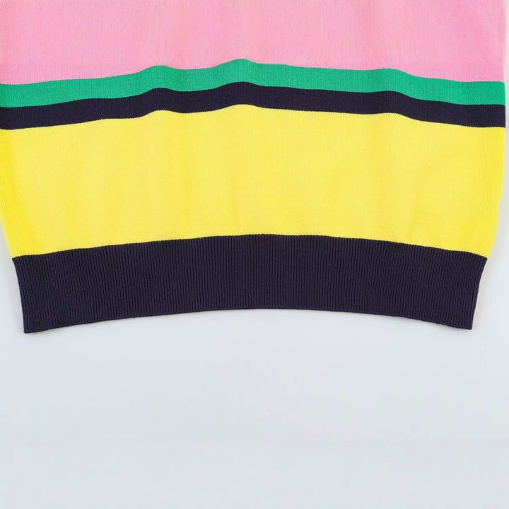 Damen Kurzarm Polo-Shirt mit buntem Streifenmuster Echo Archiv