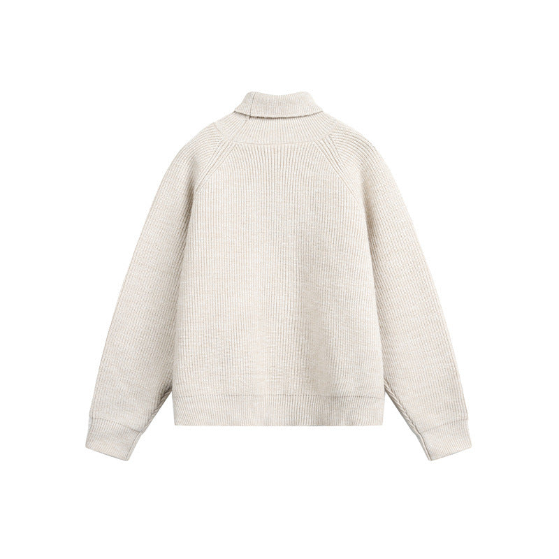 Unisex Rollkragenpullover aus grobem Rippstrick mit Raglanärmeln und geradem Saum Echoarchiv
