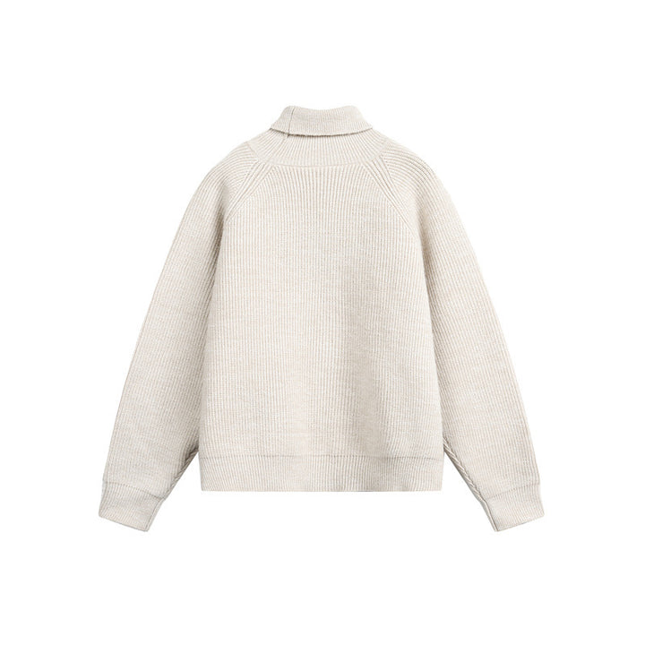Unisex Rollkragenpullover aus grobem Rippstrick mit Raglanärmeln und geradem Saum Echoarchiv