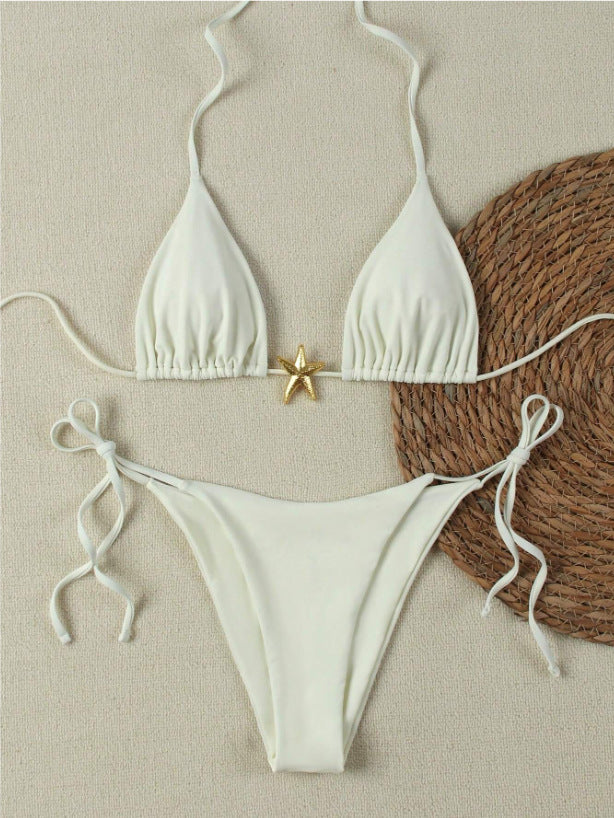 Damen Triangel-Bikini-Set mit verstellbaren Trägern und dekorativem Schmuckelement Echo Archiv